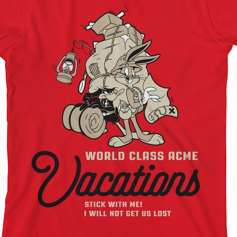 Looney Tunes World Class Acme Vacations Men's Red Graphic Tee, 2 of 4