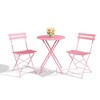 Patio Bistro Sets, 3-Piece Outdoor Furniture with Round Table & 2 Folding Chairs - 2 of 4