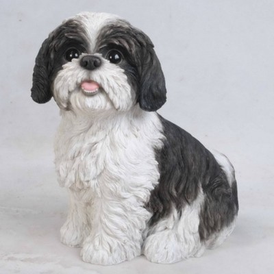 10.5" Polyresin Sitting Shih Tzu Puppy Statue Black - Hi-Line Gift