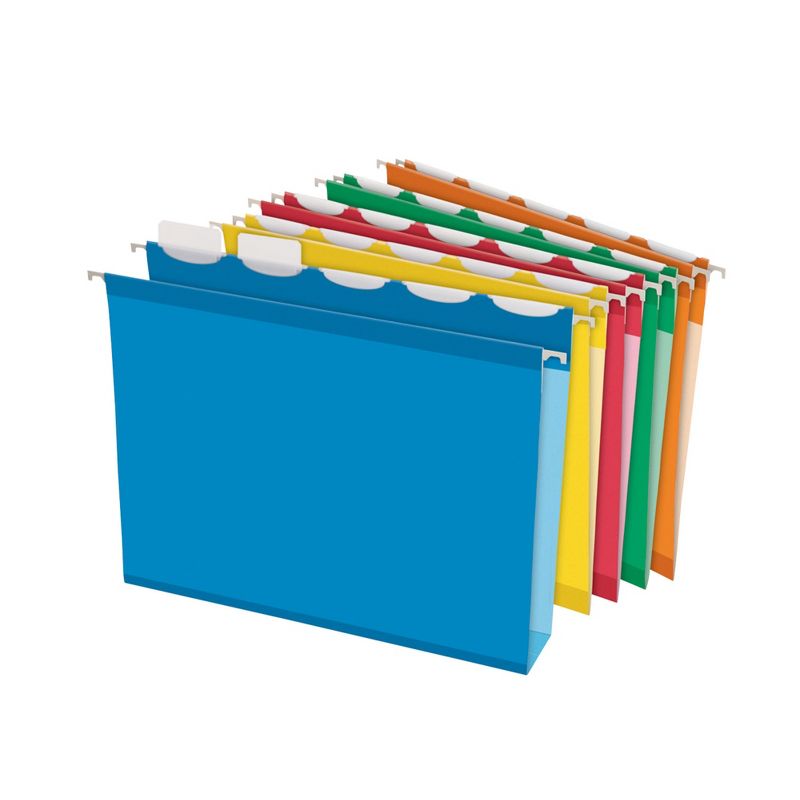 Pendaflex Ready-Tab Reinforced Expanding Hanging File Folders, Letter Size, 1/5 Cut Tabs, Assorted Colors, Pack of 20, 1 of 2