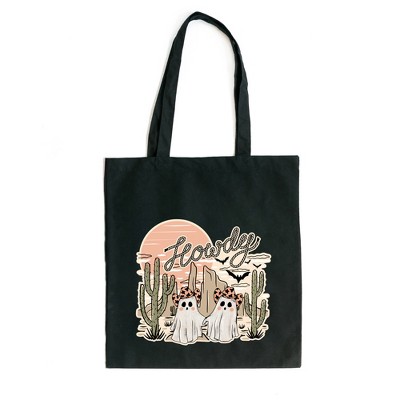City Creek Prints Howdy Ghosties Canvas Tote Bag - 15x16 - Black