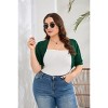 Coolmee Plus Size Shrugs for Women Cropped Cardigan Knit Short Sleeve Sweaters Open Front Bolero - 2 of 4