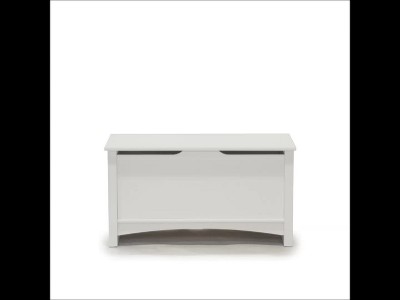 Soft White Wooden Storage Chest with Lid Stay Safety
