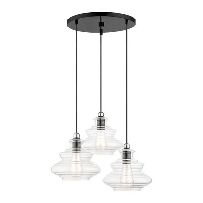 Livex Lighting Everett 3 - Light Pendant in  Shiny Black/Chrome