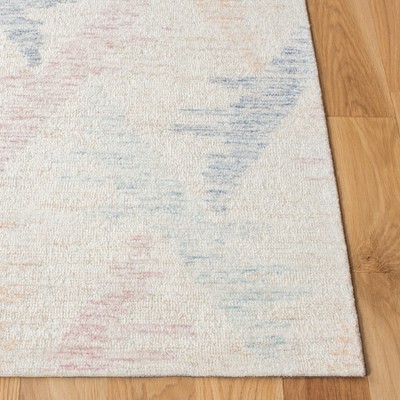 Ivory and Blue Hand-Tufted Wool 4' x 6' Area Rug