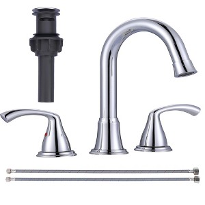 WOWOW 8 in. Widespread Double Handle Bathroom Faucet in Brushed Nickel - 1 of 4