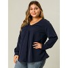 Agnes Orinda Women's Plus Size V Neck Long Sleeve Twist Knot Top