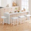 Coucheta White Counter Height Bar Stools Set of 4, 24 Inch Saddle Barstool with Curved Surface, Leather Kitchen Island Chair for Dining Room Home Bar - 2 of 4