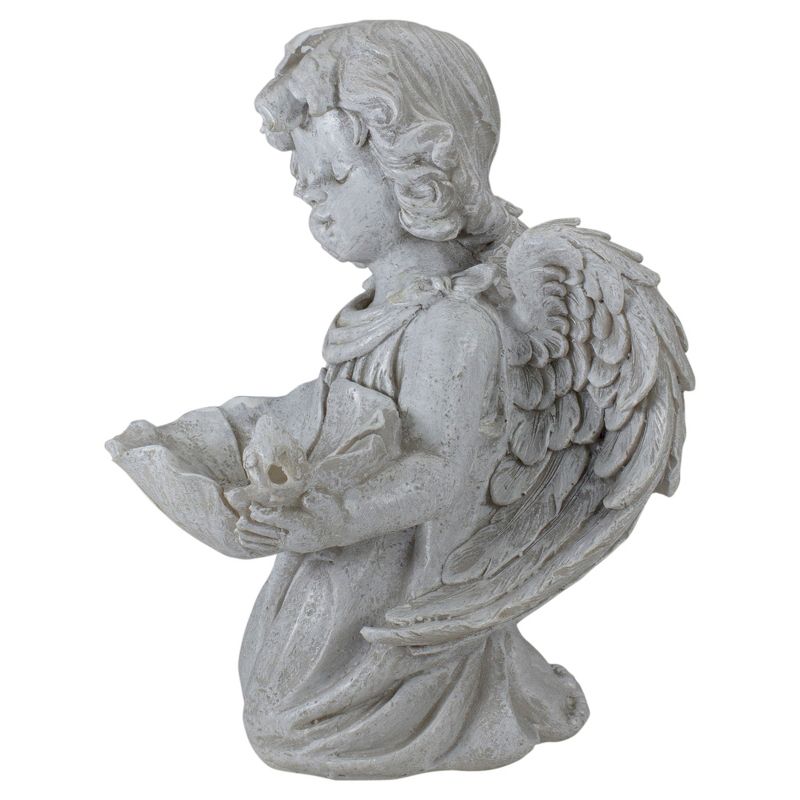 Northlight 9" Kneeling Angel with Flower Bird Feeder Outdoor Garden Statue, 5 of 6