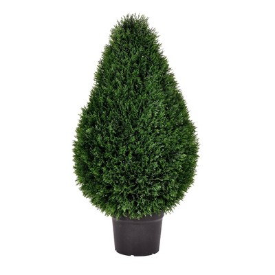 Artificial Cedar Teardrop Shaped In Pot (UV) (36") - Vickerman