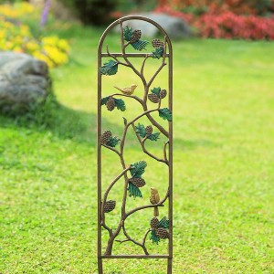 SPI Home Bird and Pinecone Trellis – 42.5" Outdoor Garden Accent with 6" Spikes, Cast Aluminum Yard Art - 1 of 4