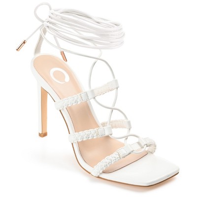 Journee Collection Womens Jamila Tru Comfort Foam Open Toe High Stiletto Pumps White 10