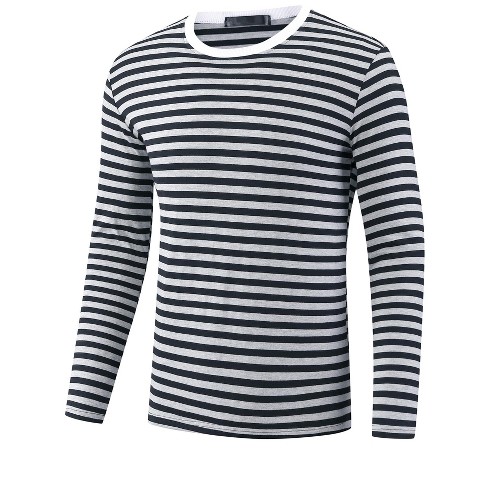 Lars Amadeus Men's Basic Crew Neck Long Sleeves Pullover Striped T-Shirt - image 1 of 4