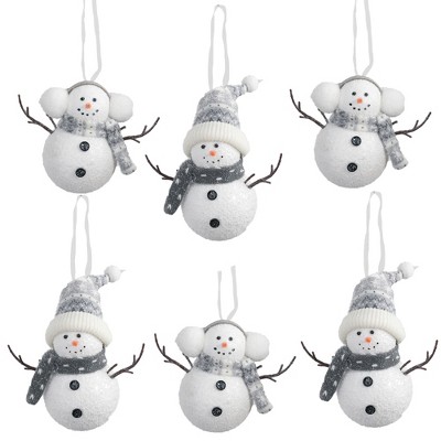 Sullivans Set of 6 Snowman Ornament Kit 5"H & 8"H White and Gray