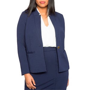 ELOQUII Women's Plus Size The Ultimate Stretch One Button Blazer - 1 of 4