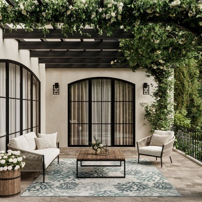 Nourison Garden Oasis Nautical Coral Beach Outdoor Rug