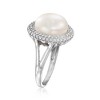 Ross-Simons 12-12.5mm Cultured Pearl and .90 ct. t.w. White Topaz Ring in Sterling Silver - 3 of 4