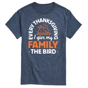Men's - Instant Message - Every Thanksgiving Give My Family Bird Short Sleeve Graphic T-Shirt - 1 of 4