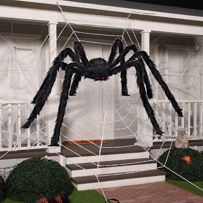 Joyfy 6.5 ft Spider Halloween Outdoor Decorations Large Hairy Props, Black Spider Decorations, Realistic Spider Party Supplies Yard House Décor