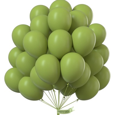 PartyWoo Balloons Olive Green Matte Sage Eucalyptus 12 Inch 50 pcs