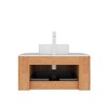 Fortune Candy Wall-Mounted Bathroom Vanity with Sink, Curved Striped Drawer Cabinet, White Round Ceramic Basin, Pre-Assembled, No Faucet - 2 of 4