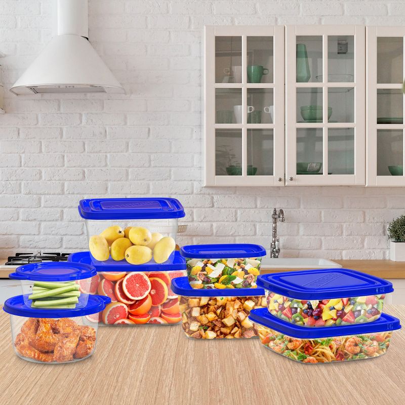 Hastings Home Food Storage Container Set - Clear With Blue Lids, 54 Pieces, 2 of 7