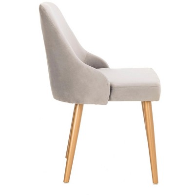 Lulu Grey Velvet Upholstered Side Chair with Gold Legs