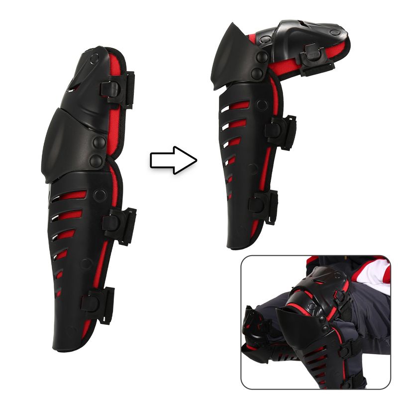 Unique Bargains Adults Motorcycle Knee Elbow Guards with Adjustable Strap Black Red 2 Pcs, 5 of 7