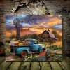 1 Piece Canvas Painting with Wood Frame, Ready to Hang, Rustic Blue Truck and Barn Wall Art - Wood Fiberboard Canvas Painting - Waterproof Frame - 2 of 4