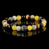 Crucible Men's Skull with Onyx, Labradorite, Yellow Jade and Tiger Eye Stones Stretch Bracelet (8mm) - 3 of 4
