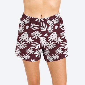 Calypsa Women's Plus Size Chlorine Resistant Classic Fit Swim Shorts With Panty - 1 of 2