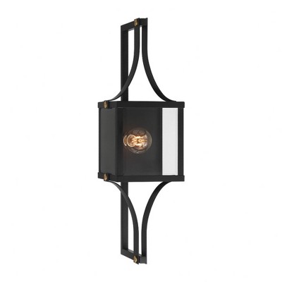Savoy House Raeburn 1 - Light Wall Light in  Matte Black/Weathered Brushed Brass