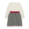 Hope & Henry Girls' Organic Long Sleeve Skater Sweater Dress with Bow, Ivory and Black Houndstooth, 18-24 Months - 3 of 4