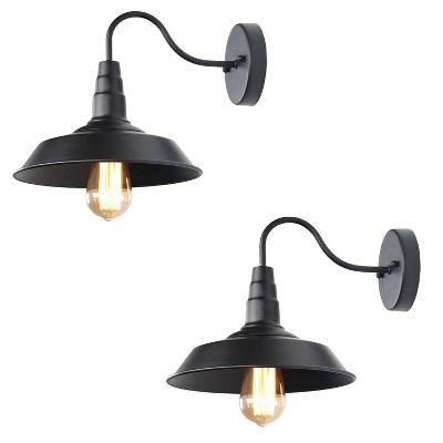 LNC Delphinus 10.2-in W 1-Lights Matte Black Modern/Contemporary  Wall Lights,2Pack