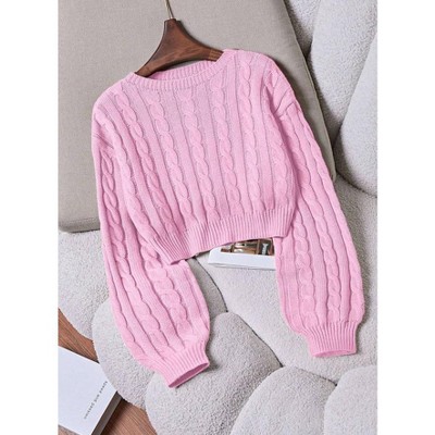 TIME HOLLOW Casual Cable Knit Pullover Sweater