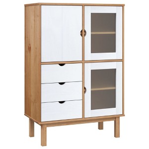 CLIHOME 49.2" H Classic Wooden Highboard Coffee Bar Cabinet Buffet Cabinet With Storage, White - 1 of 4