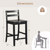 Costway 24-Inch Wooden Bar Stools Set of 4 with Ergonomic Backrest Counter Height Stools Black/White - image 3 of 4