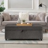 Modern Upholstered Storage Bench with 360° Swivel Casters, Linen/Faux Leather Bench with Hidden Storage, Coffee Table Ottoman - ModernLuxe - 2 of 4