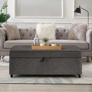 Airsurfer Modern Large Sofa Ottoman with Storage,Storage Ottoman With Wheels For Living Room,Lounge Ottoman,Large Storage Ottoman Bench-Charcoal Grey - 1 of 4