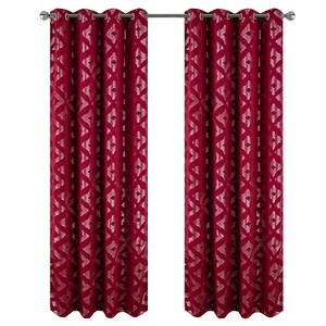 RT Designer Collection Heathrow Halo Foil Blackout Luxurious Decorative Grommet Curtain Panel 54" x 90" Red - 1 of 4