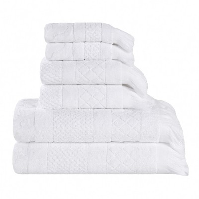 Cotton Geometric Jacquard Plush Soft Absorbent 3 Piece Bath Towel Set By  Blue Nile Mills : Target