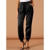 Allegra K Women's Drawstring Elastic Waist Ankle Length Satin Joggers with Pocket 2 Pcs - 2 of 4