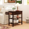 Tangkula Narrow End Tables w/Drawer Shelves & Rubber Wood Legs Sofa Side Table - 2 of 4