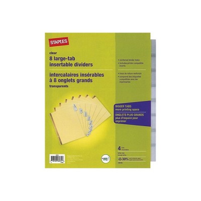 Staples Big Tab Blank Paper Dividers 8-Tab Clear 4/Pack (13516/14482) 431424