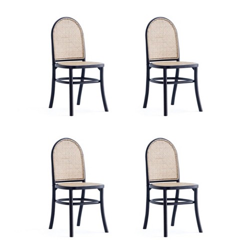 Set of 4 Paragon Dining Chairs Black Cane Manhattan Comfort