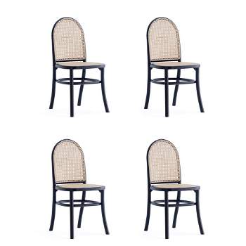 Set of 4 Paragon Dining Chairs Black/Cane - Manhattan Comfort