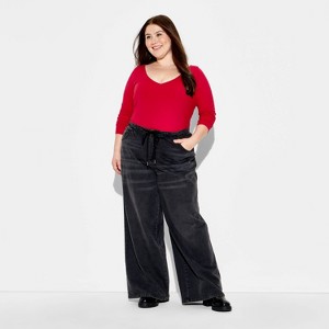 Women's Long Sleeve V-Neck Henley Shirt - Wild Fable™ - 1 of 3