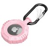 Vena Round TPU Case for Apple AirTag Holder Keychain Cover With Keychain Ring, Pink - 2 of 4