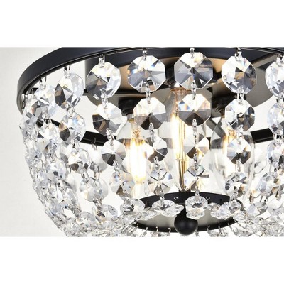 Cora 10-Inch Black Iron and Crystal Flush Mount Light
