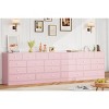 Homhougo Dresser for Bedroom,12 Drawer Dressers & Chests of Drawers, Wood Storage Drawer Dresser with Power Outlet, 61 Inch Pink - 4 of 4